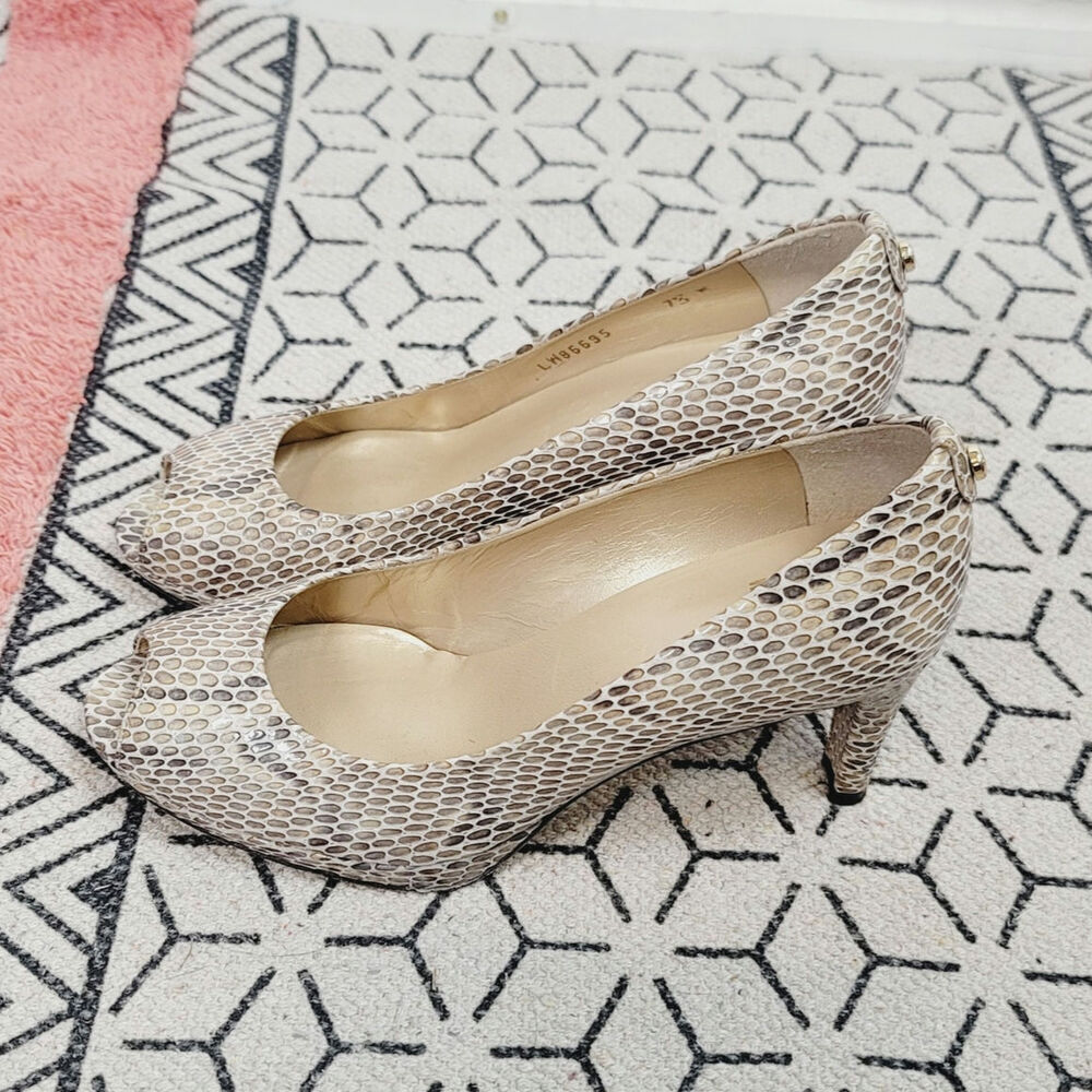 Stuart Weitzman Faux Python Patent Leather Peep T… - image 7